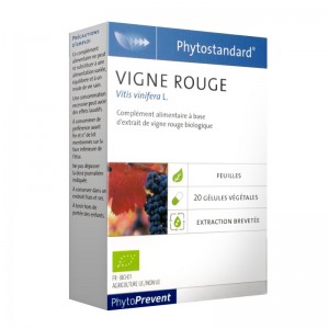 Pileje Phytostandard - Vigne Rouge - 20 Gélules Végétales Vitis vinifera L. A base d'extrait de cassis biologique 3401551604704