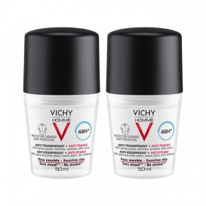 Vichy Homme Déodorant Anti-Transpirant 48H Anti-Traces - Roll-On - DUO 3433425221649
