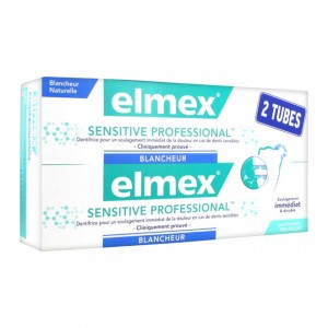 Elmex Sensitive Professional Blancheur - Dentifrice - DUO 2 x 75 ml Blancheur naturelle Soulage immédiatement et durable Formule Pro-Argin 8718951093607