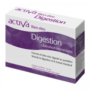 Activa Bien-Être - Digestion - 30 Gélules Libération immédiate Favorise le bien-être digestif au quotidien Stimule la digestion et le transit intestinal Aide à calmer les douleurs abdominales Aux actifs 100% naturels