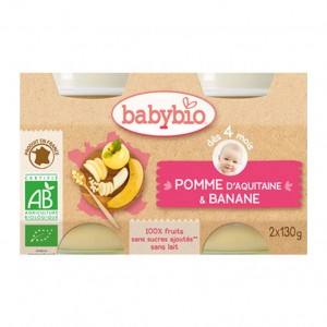 Babybio Petits Pots 100% Fruits BIO Saveur Pomme d'Aquitaine & Banane x2