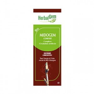 HerbalGem Midogem Confort BIO 30 ml BIO Pour atténuer les désagréments liés aux tensions, au niveau de la tête Circulation Cérabrale