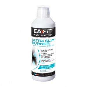EA Fit Ultra Slim Burner Drink 500 ml Quadruple action minceur Favorise la thermogenèse et la combustion des graisses Drainage et anti-rétention d'eau 25 jours