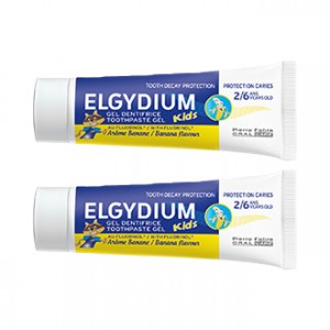 Elgydium Dentifrice Protection Caries Kids 50 ml Arôme Banane Lot de 2 hygiène dentaire de 2 à 6 ans