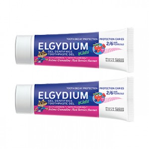 Elgydium Dentifrice Protection Caries Kids 50 ml Arôme Grenadine Lot de 2 hygiène dentaire de 2 à 6 ans