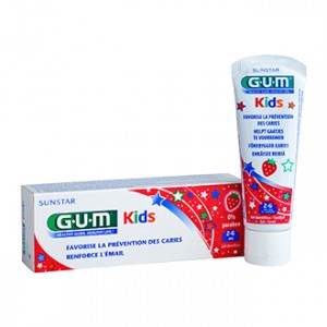 Gum Kids - Gel Dentifrice 2-6 ans Goût Fraise 50 ml Favorise la prévention des caries Renforce l'émail