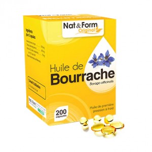 Nat & Form Original - Huile de Bourrache - 200 Capsules Beauté et éclat de la peau  Souplesse et élasticité de la peau 