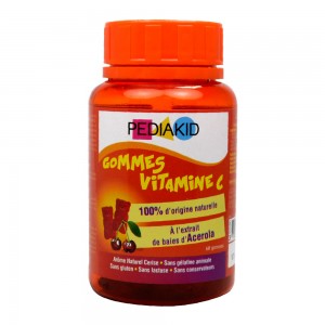 Pédiakid Gommes Vitamine C - 60 Gommes A partir de 3 ans 100% d'origine naturelle A l'extrait de baies d'Acérola 3700225602313