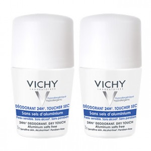 Vichy Déodorant 24H Toucher Sec Roll-on DUO 2x50 ml Sans sels d'aluminium Pour peau sensible Sans alcool et sans paraben